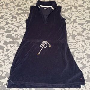 Tommy Hilfiger Navy French Terry Knit Dress with Drawcord Waist